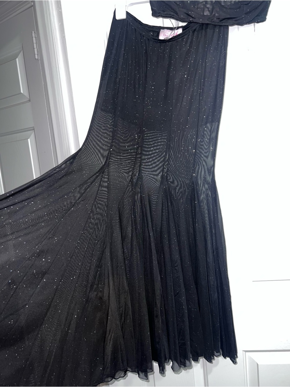 Black Sparkle Mermaid Maxi Skirt Set